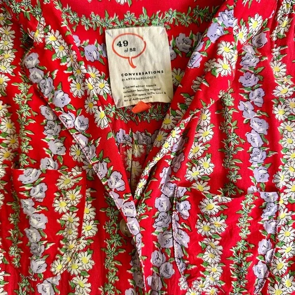 Anthropologie Floral Red Women's Top - Picture 3 of 5